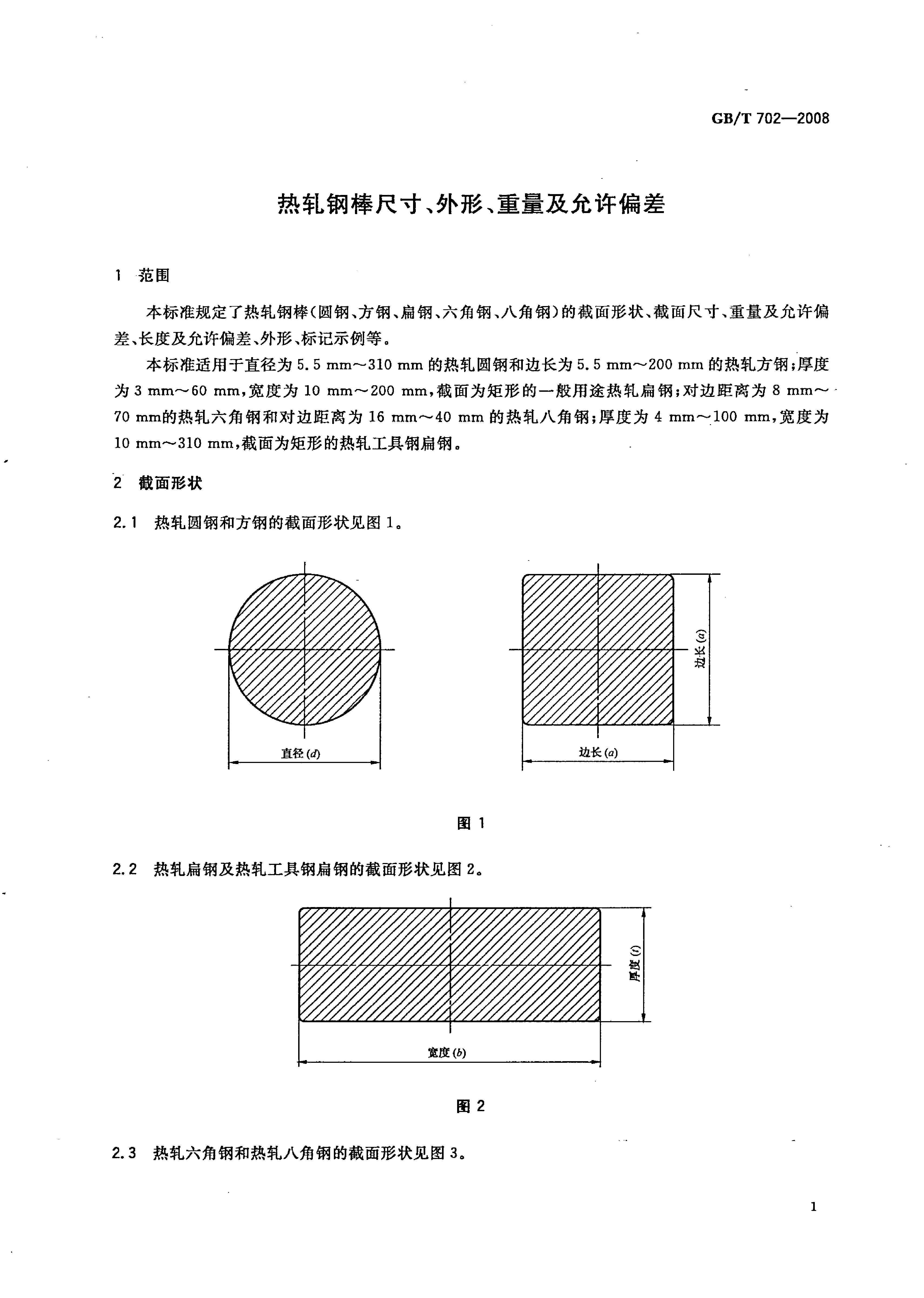 熱軋鋼棒尺寸、外形、重量及允許偏差國標(biāo) GBT 702-2008 代替GBT 702-20040003